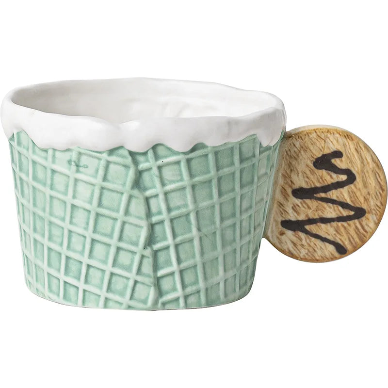 Creative Ceramic Mug Cookie Design Tea Coffee Cup Set