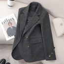Elegant Women's Woolen Jackets Casual Korean Style Blazers Outerwear