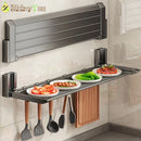 Folding Spice Rack Wide Hanging Kitchen Organizer With Hooks Storage