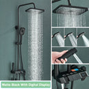 Rozin Black Digital Shower Faucet Set Rainfall Mixer Tap Bathroom