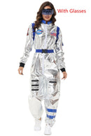 Adult Silver Astronaut Costume Space Jumpsuit For Men And Women