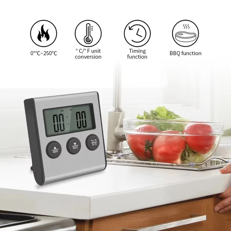 Digital Cooking Thermometer Wireless Oven BBQ Meat Probe Timer