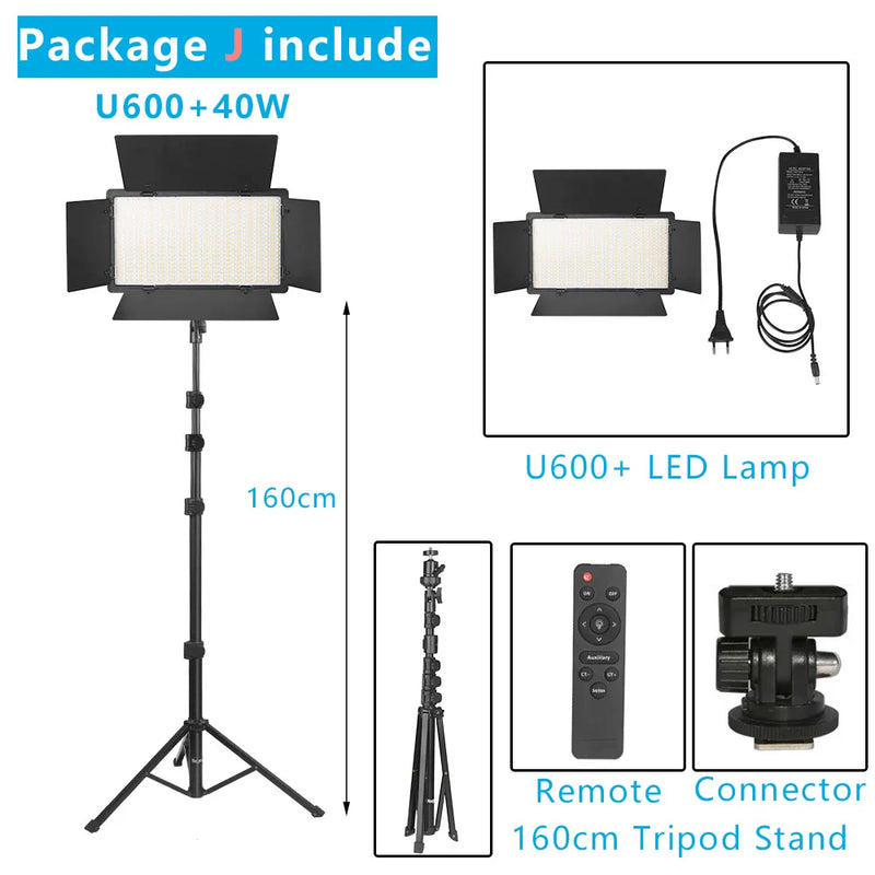 Nagnahz U800+ LED Video Light Bi-Color Dimmable With Tripod Remote