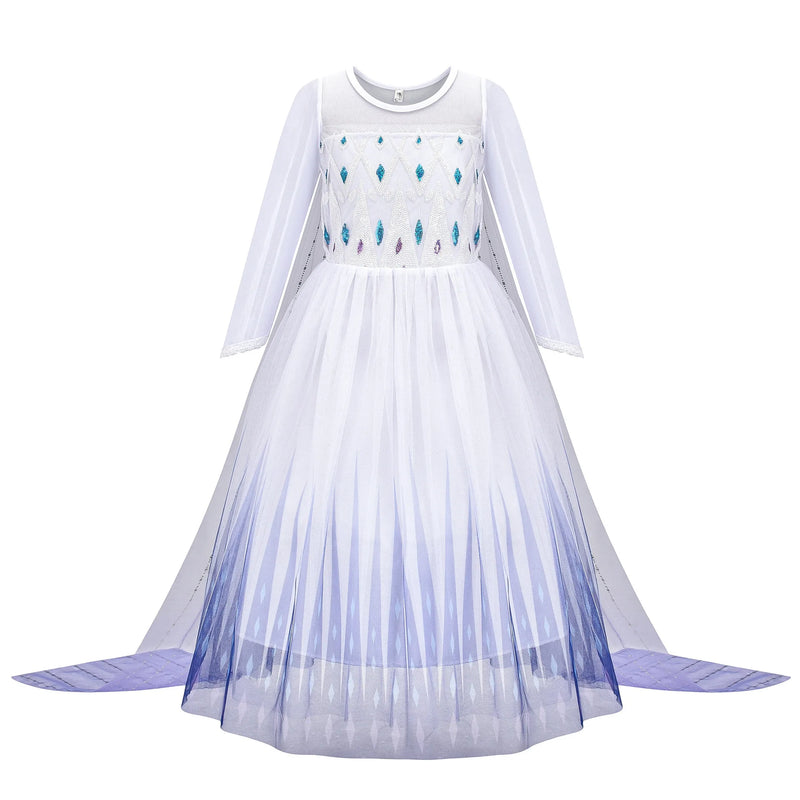 Elsa Anna Princess Dress Girls Mesh Sequin Snow Queen Costume Gown