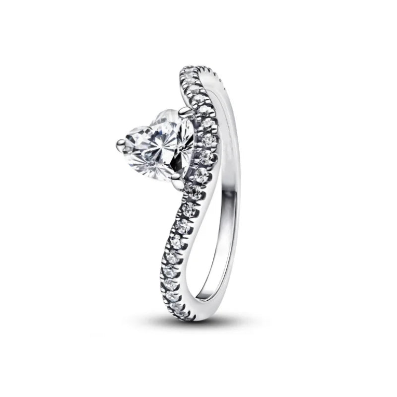 Disney Pink Bow Heart Ring Sparkling Double Heart Design For Women