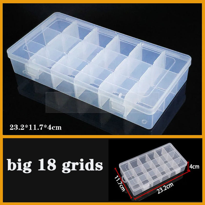 Plastic Organizer Box Clear Compartment Storage For Jewelry Tools