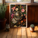 Disco Ball Canvas Painting Vintage Flower Poster For Home Decor