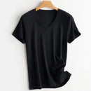 Women Silk T-shirts Mercerized Cotton O Neck Short Sleeve Casual Tops