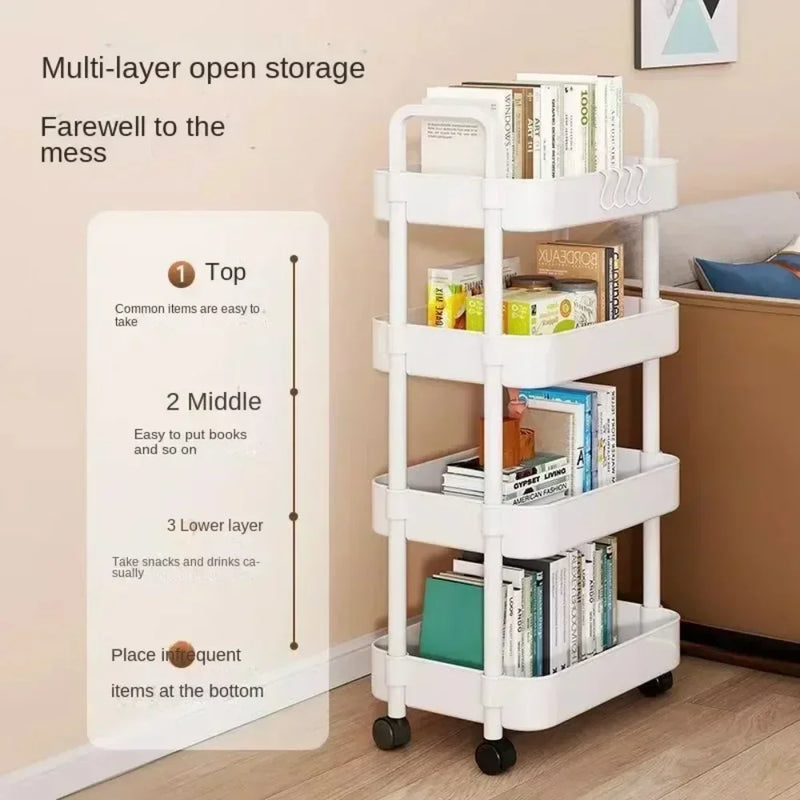 Multi-Layer Storage Rack Mobile Trolley For Kitchen Bedroom Bathroom Snacks