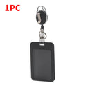 Retractable Card Holder Black Durable Work And Student Meal Accessory