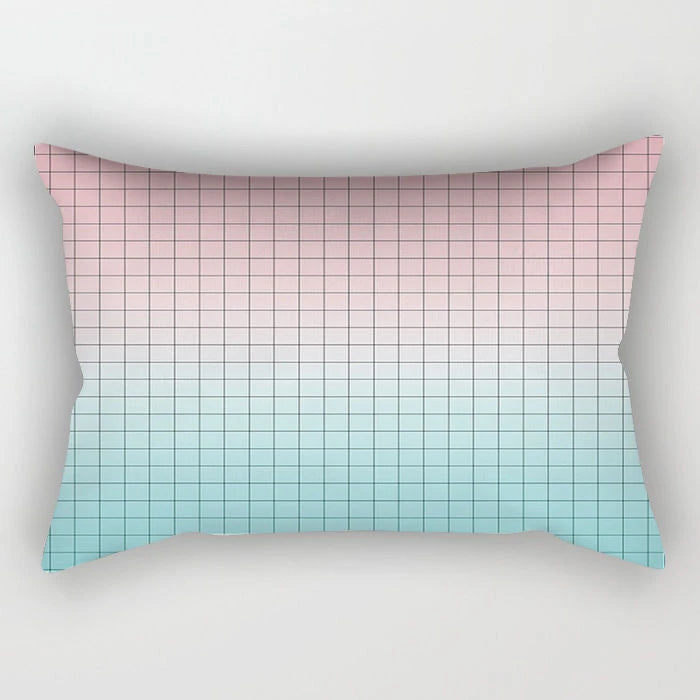 Nordic Pink Checkered Striped Cushion Pillowcase For Office Living Room