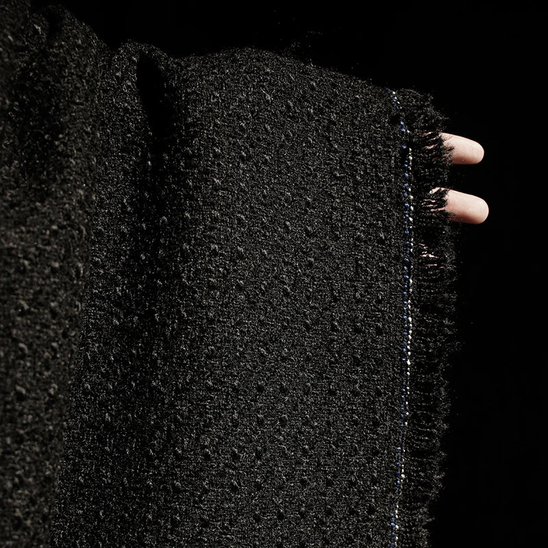 Black Tweed Fabric Thick Wool Texture For Coat Dress Sewing