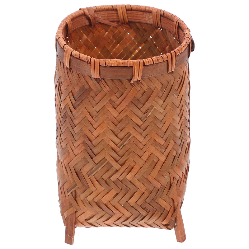 Wooden Pen Holder Bamboo Desk Organizer Brown Desktop Container