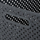 Large Gray Resin Wicker Storage Bin With Handles For Organizing