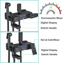 Black Digital Thermostatic Shower Faucet Rainfall Mixer Tap With Shelf