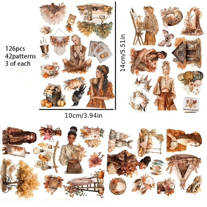 Autumn Theme Stickers 117 To 144pcs For Scrapbooking And Crafts