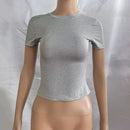 Women's Slim Fit Casual T Shirt Short Sleeve Solid Trendy Top