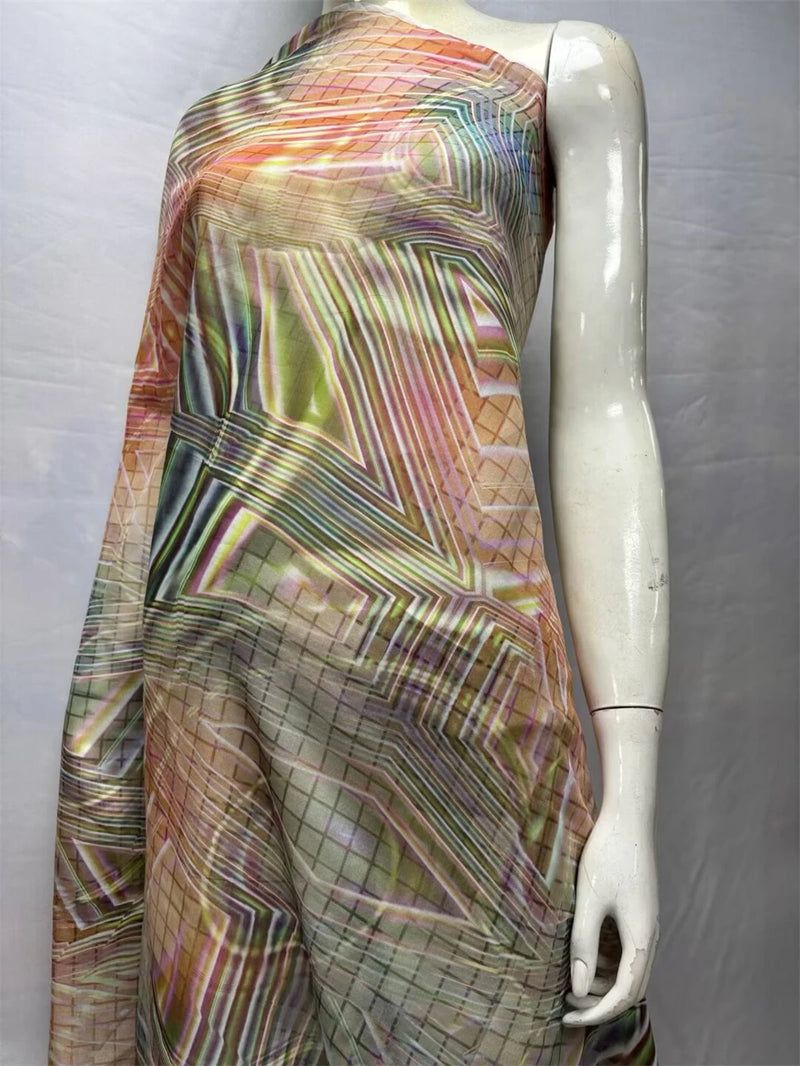 Silk Chiffon Fabric Soft Printed Tulle Lace For Sewing Dresses 3.5 Meters