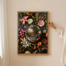 Disco Ball Canvas Painting Vintage Flower Poster For Home Decor