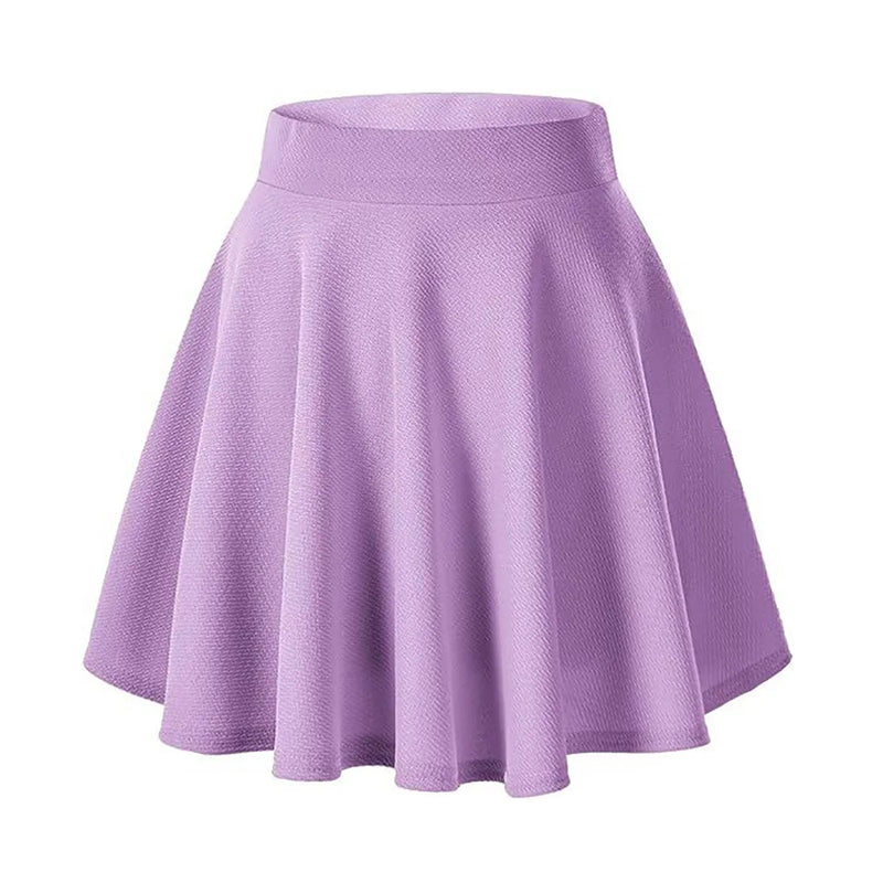 Plus Size Pleated Skirt Knee Length Flared Casual Women Skirt