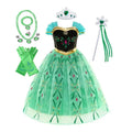 Elsa Anna Princess Dress Girls Mesh Sequin Snow Queen Costume Gown