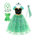 Elsa Anna Princess Dress Girls Mesh Sequin Snow Queen Costume Gown