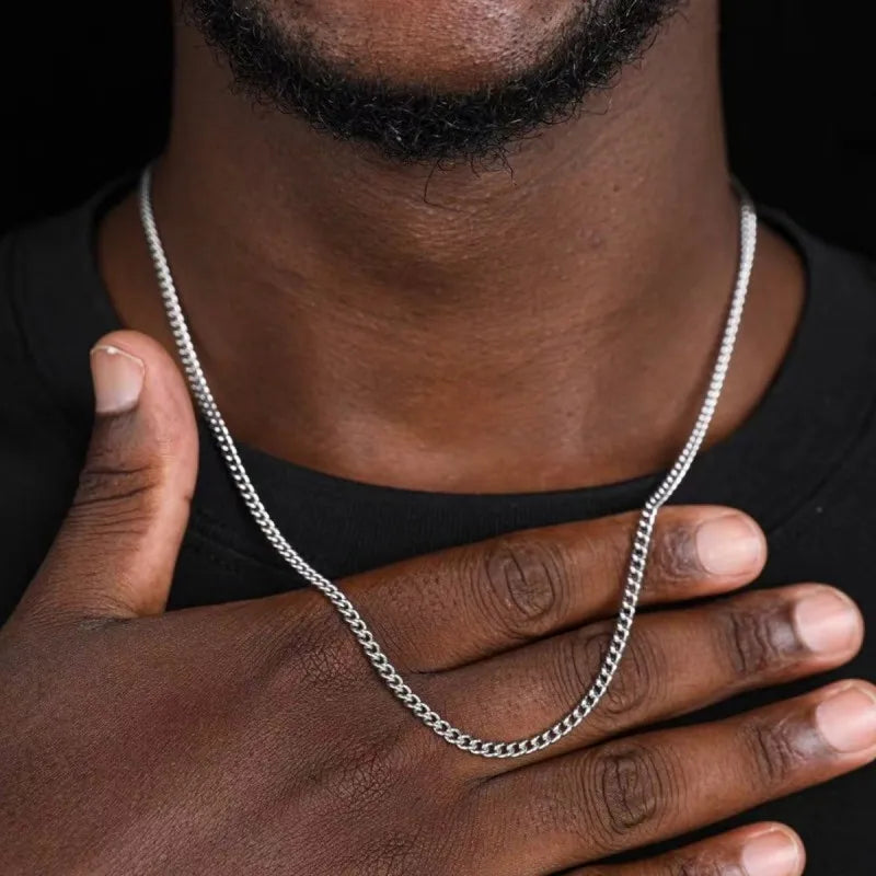 3mm Men's Cuban Chain Necklace Stainless Steel Titanium Steel Jewelry
