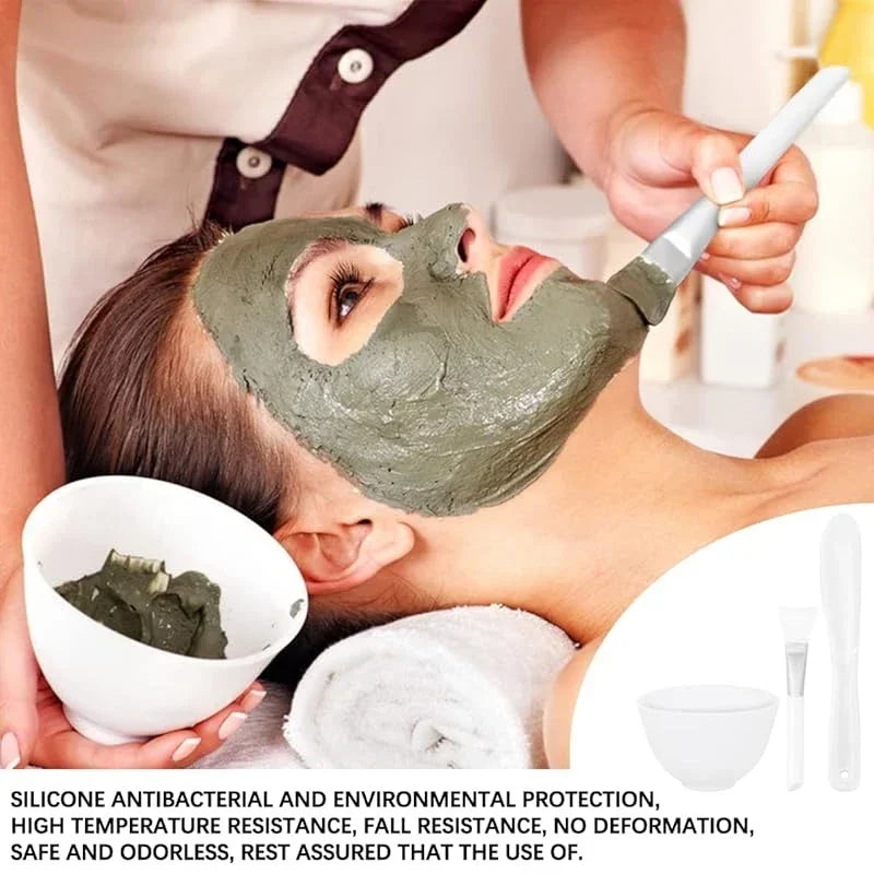 Silicone Face Mask Mixing Bowl Set With Brush Spatula And Spoon