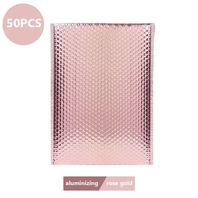 50Pcs Holographic Bubble Mailer Rose Red Padded Envelopes For Shipping