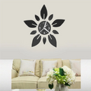 40Cm DIY Acrylic Mirror Wall Clock Sticker Flower Leaf Design