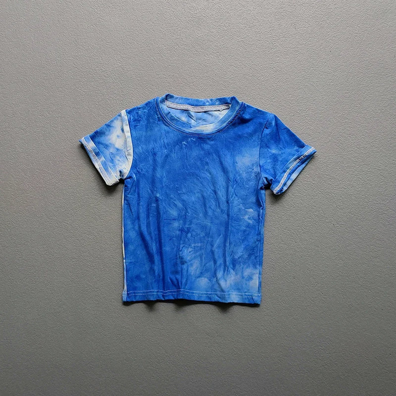 Kids Tie Dye T-shirt Summer Short Sleeve Toddler Girls Boys Tops
