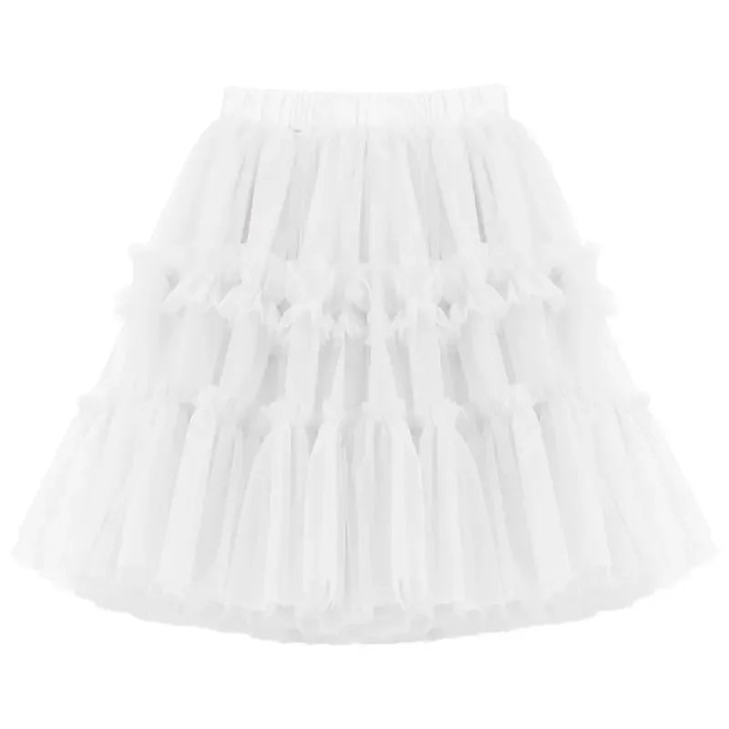 Girls Tutu Dress Mid-length Birthday Party Dance Princess Skirt