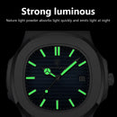 POEDAGAR Casual Square Men's Leather Quartz Watch Waterproof Luminous