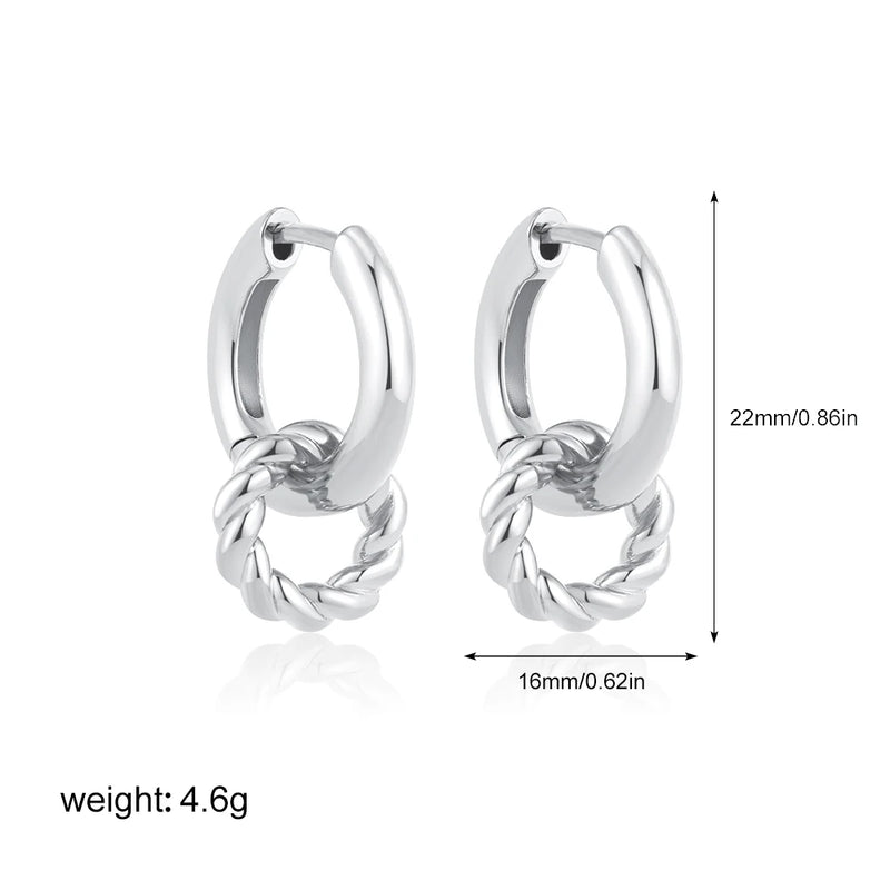 Twisted Circle Hoop Earrings Gold Plated Double Geometric Mini Hoops