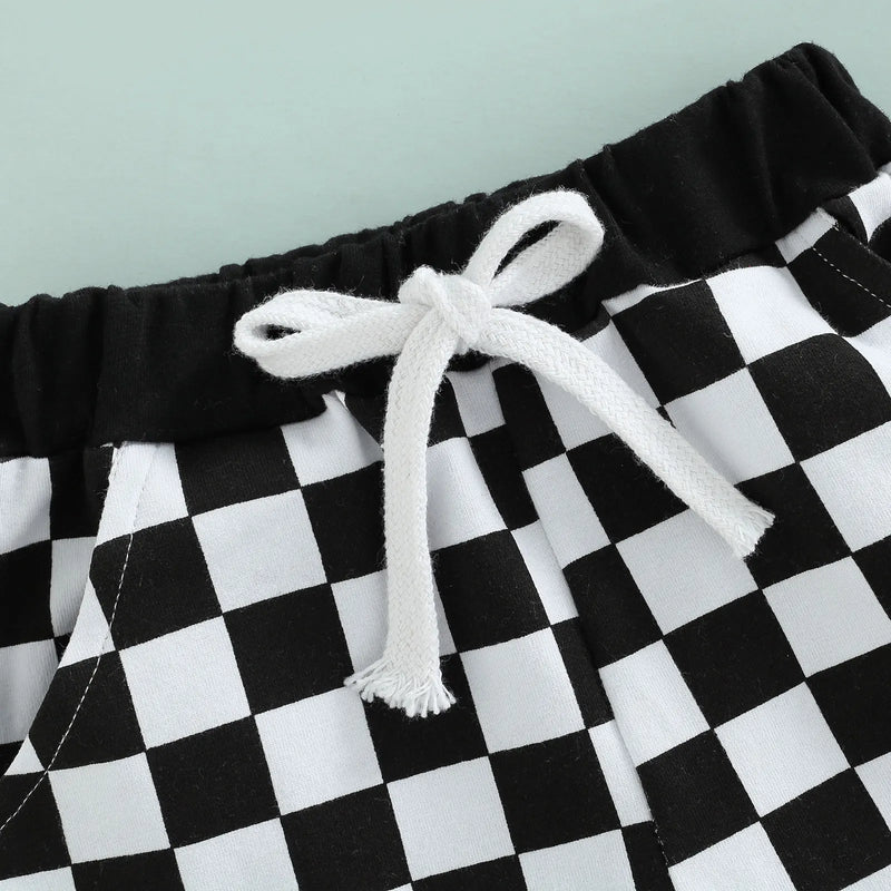 Lioraitiin Baby Boys Shorts Toddler Elastic Plaid Printed Pant