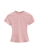Women's Slim Fit Casual T Shirt Short Sleeve Solid Trendy Top