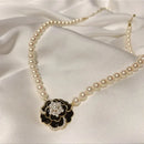 Women's Pearl Necklace Gold Beads Double Layer Chain Choker