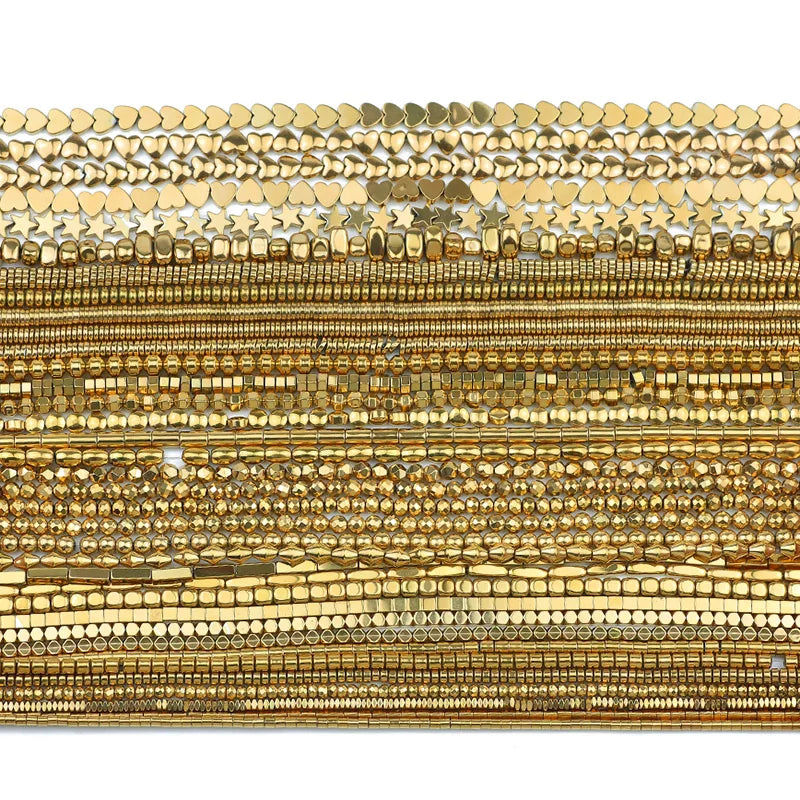 Gold Plated Hematite Beads Star Heart Shapes Loose Jewelry Beads