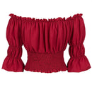 Women's Pirate Blouse Medieval Off Shoulder Peasant Shirt Corset