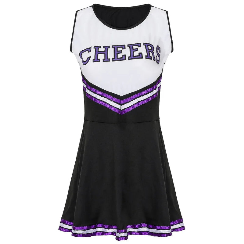 Cheerleading Dance Costume For Women Sleeveless Crop Top Pleated Skirt