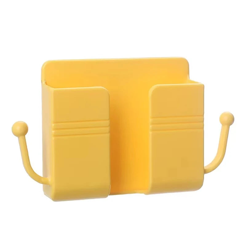 Punch Free Wall Shelf Organizer With Remote And Phone Holder Stand