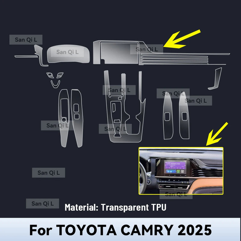Toyota Camry 2025 Center Console Protective Film TPU Scratch Resistant