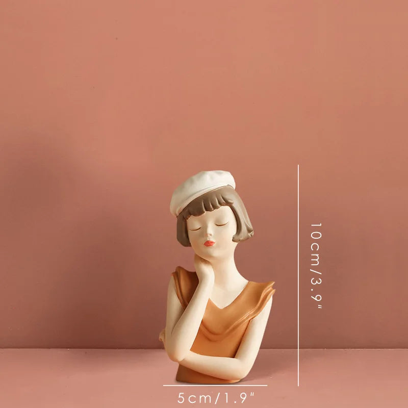 Modern Balloon Girl Sculpture Resin Figurine Gold Tray Living Room Decor