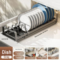Pull Out Cabinet Shelf Stainless Steel Plate And Bowl Rack Organizer