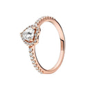 Pink Bow Heart Ring Sparkling Double Heart Design For Women