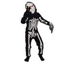 Kids Halloween Costume Skeleton Skull Jumpsuit With Mask For Party