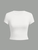 4 Pieces Women's Basic Short Sleeve T-Shirt Solid Color Summer Top