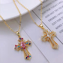 Zircon Cross Necklace Stainless Steel Pendant Shiny Hip Hop Jewelry