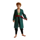Roronoa Zoro Cosplay Costume Green Coat Pants Scarf Wig Earrings