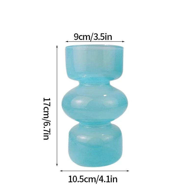 Modern Pink Glass Vase Hydroponic Flower Vase For Home Decor